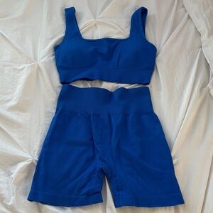 Amazon Blue Ribbed Tank Top Set